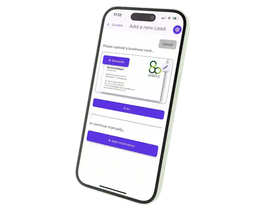Smartphone mit Rainconnect App: Neuen Kontakt erfassen