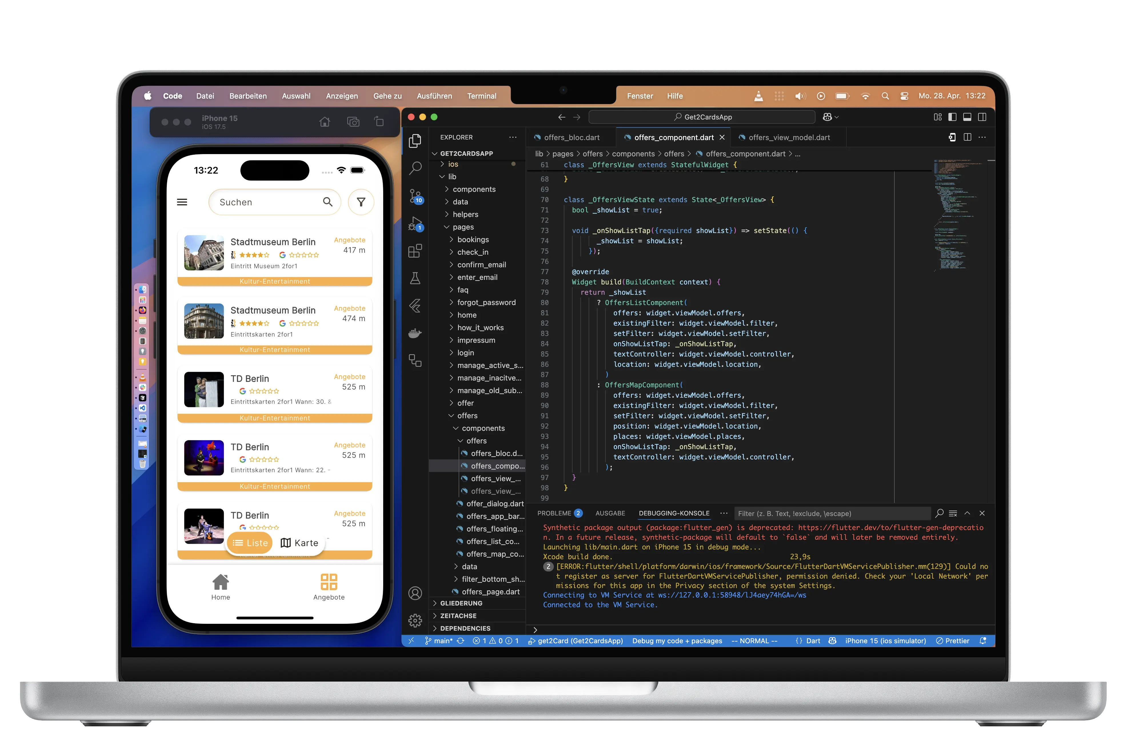 Mac Deskop mit Visual Studio Code und Simulator